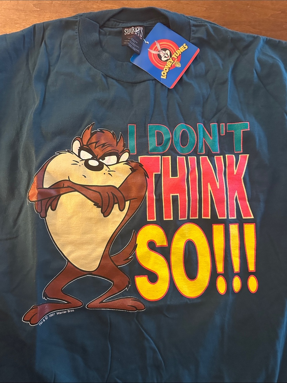 NWT Vintage 1997 Looney Tunes Taz "I Don't Think So" T-Shirt Size Large